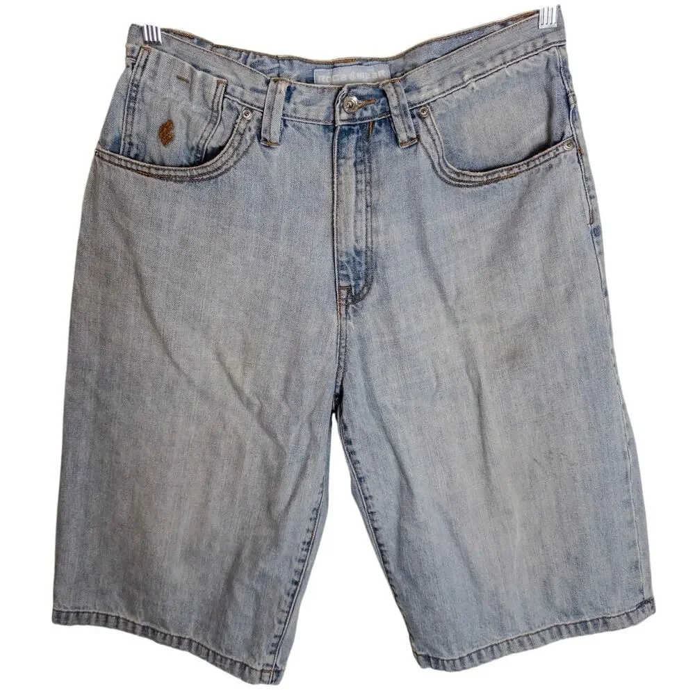 Rocawear Y2K Light Wash Denim Jean Shorts Men’s 34 Hip Hop Baggy